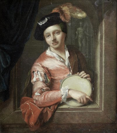 Ein Junge mit einem Tamburin von Arnold Boonen
