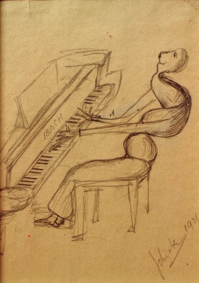 Karikatur (Klavierspieler) von Arnold Schönberg