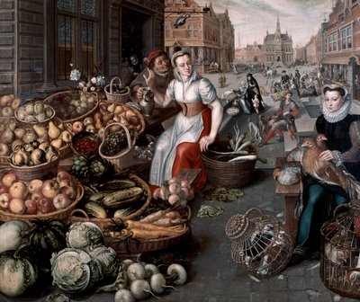 Frau verkauft Obst und Gemüse, ca. 1590 von Arnout de Muyser