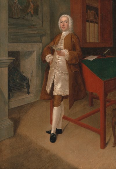 Ein unbekannter Mann in einer Bibliothek von Arthur Devis