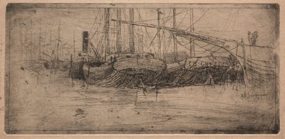 Anlegestelle am Cuyahoga River, 1887 von Arthur E. Schneider.