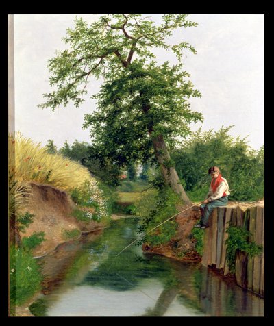 Ein Junge beim Angeln von Arthur Hughes
