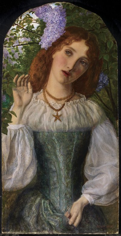 Die Dame mit den Flieder, 1863 von Arthur Hughes