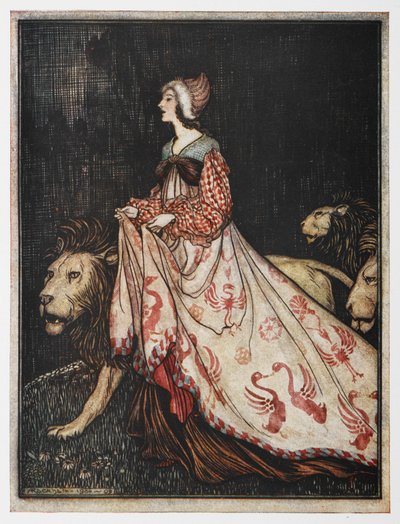 Illustration aus Die Dame und der Löwe von Arthur Rackham