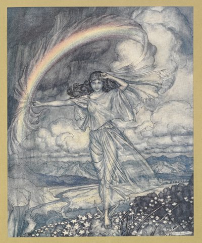 Iris dort, mit feuchtem Bogen von Arthur Rackham