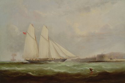 Schoner-Yacht Esmeralda nähert sich Cherbourg, 1861 von Arthur Wellington Fowles