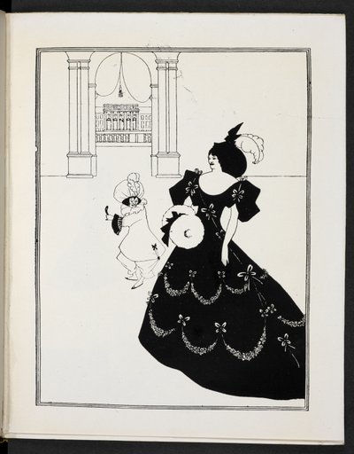 Illustration, die zwei Figuren darstellt von Aubrey Beardsley
