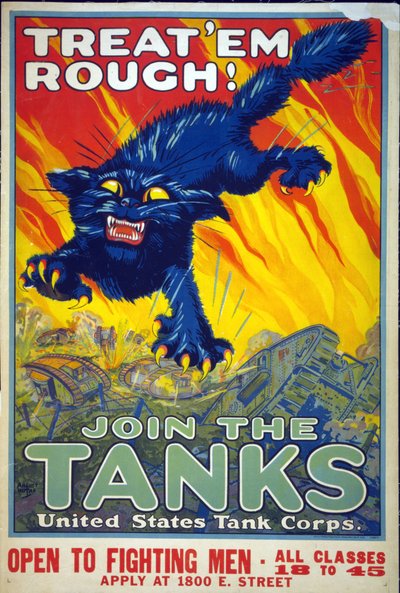 Behandelt sie hart! Tretet den Panzern bei, 1917 von August Hutaf