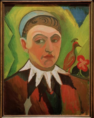 Clown, karikiertes Selbstbildnis von August Macke