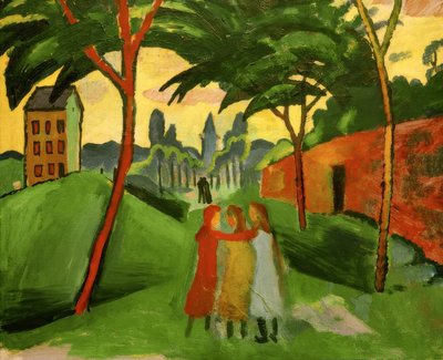 Landschaft mit drei Mädchen von August Macke