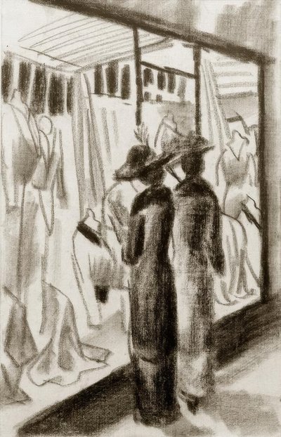 Modegeschäft im Laubengang von August Macke