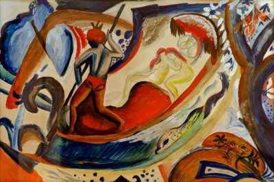 Nackte Mädchen in der Barke von August Macke