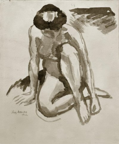 Sitzender Akt, vorgebeugt von August Macke