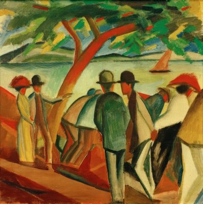 Spaziergänger am See von August Macke