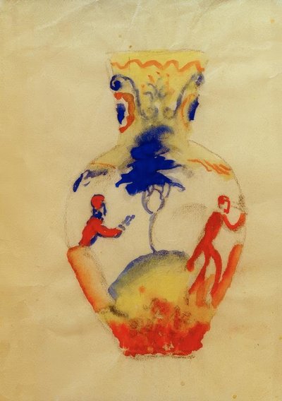 Vase mit zwei Figuren von August Macke
