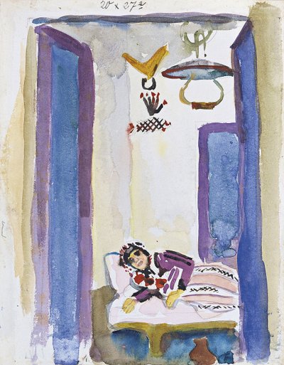 Frau auf einem Diwan von August Macke