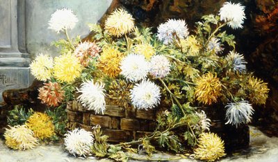 Chrysanthemen in einem Korb von August Pollak