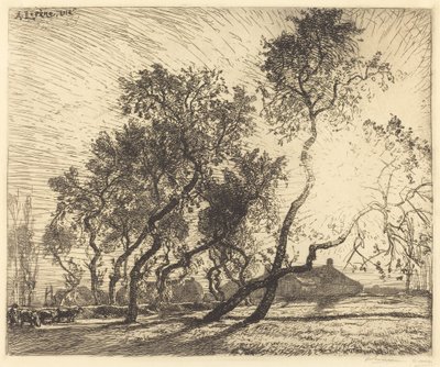 Der Bauernhof mit holländischen Pappeln von Auguste Lepere