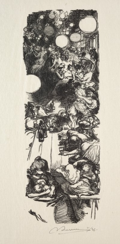 14. Juli, Rue de Belleville, Mitternacht von Auguste Louis Lepère