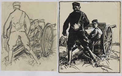 Belgische Artilleristen von Auguste Louis Lepère