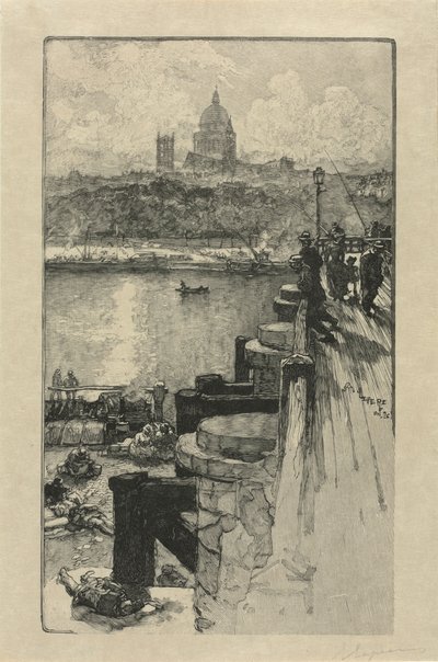 [Fischer auf einem Pier, Paris] von Auguste Louis Lepère