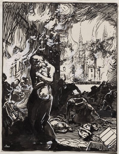 Der Brand von Löwen von Auguste Louis Lepère