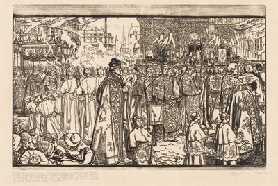 Die Prozession des Fronleichnamsfestes in Nantes von Auguste Louis Lepère