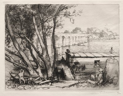 Die Brücke von Poissy, 1917 von Auguste Louis Lepère