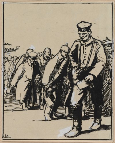 Marsch einer Gruppe deutscher Gefangener von Auguste Louis Lepère