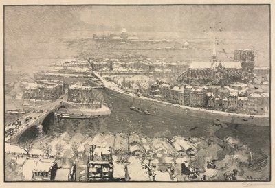 Paris im Schnee, 1890 von Auguste Louis Lepère