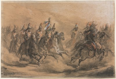 Kavallerieangriff, ca. 1840 von Auguste Raffet