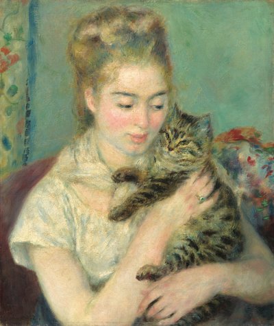 Frau mit einer Katze von Auguste Renoir