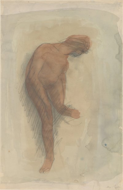 Nackte weibliche Figur, die den linken Fuß hält, 1900-1912 von Auguste Rodin