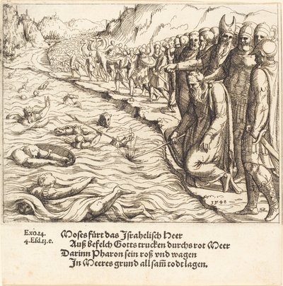 Moses schließt das Rote Meer von Augustin Hirschvogel
