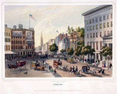 Broad-Way, veröffentlicht 1850 (Farblithografie) von Augustus (after) Kollner