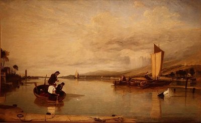 Tote Stille: Boote vor Cowes Castle von Augustus Wall Callcott