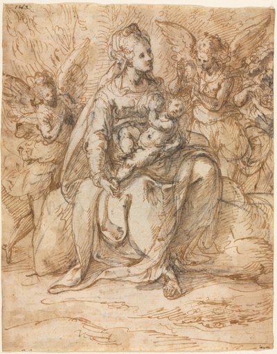 Madonna mit Kind und Engeln, späte 1500er von Aurelio Luini