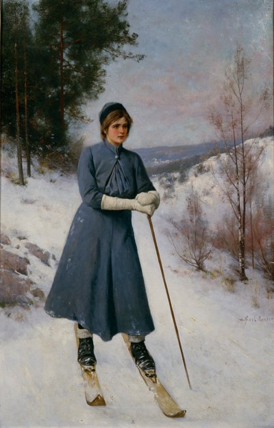 Mädchen auf Skiern von Axel Hjalmar Ender