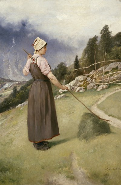 Mädchen beim Heurechen von Axel Hjalmar Ender