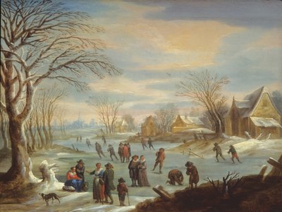 Winterlandschaft mit Schlittschuhläufern von Balthasar Beschey