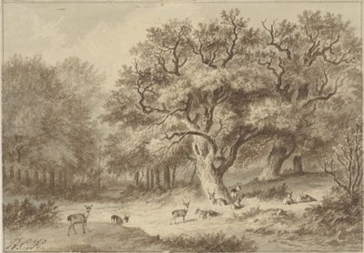 Waldlandschaft mit Hirschen von Barend Cornelis Koekkoek