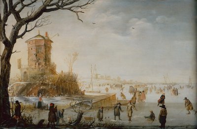 Winterlandschaft mit Schlittschuhläufern von Barent Avercamp