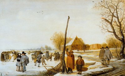 Winterlandschaft mit gefrorenem Fluss von Barent Avercamp