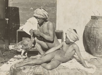 [Zwei nackte Jugendliche mit Truthahn] von Baron Wilhelm von Gloeden