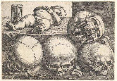 Totes Kind mit vier Schädeln, Mitte des 16. Jahrhunderts von Barthel Beham