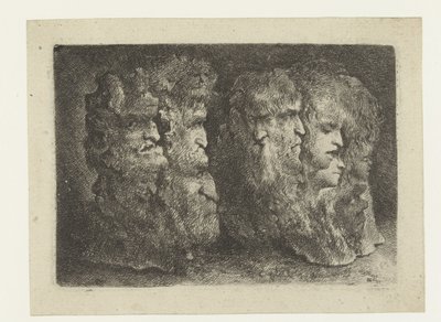 Verschiedene Köpfe von Männern, Tieren und Maskarons von Bartholomeus Breenbergh
