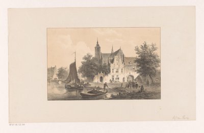 Stadtansicht mit Fluss und Kirche von Bartholomeus Johannes van Hove