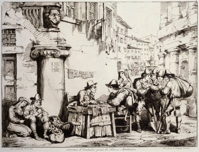 Schreiber auf dem Montanara-Platz in Rom von Bartolomeo Pinelli
