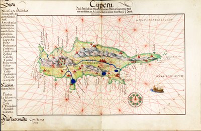 Pergamentkarte von Zypern von Battista Agnese