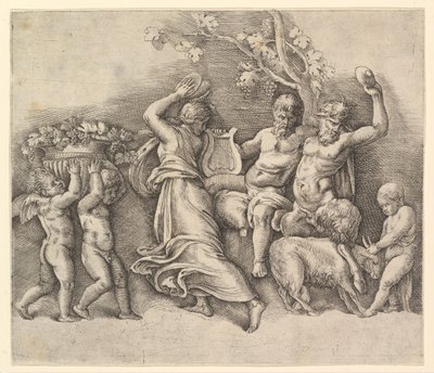 Ein Bacchanal, 1530-61 von Battista Franco Veneziano